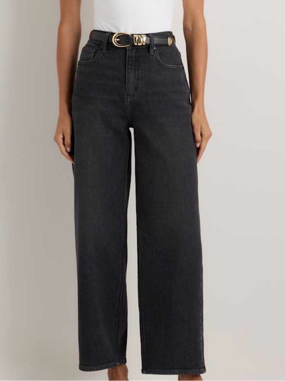 Quince Bella Stretch Wide Leg Jeans Women's 25 32" INSEAM Faded Black EXCELLENT✅